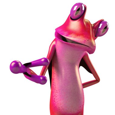 Komik kurbağanın 3 boyutlu çizimi