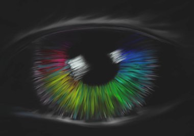 Gökkuşağı gözü çizimi, koyu dijital duvar kağıdı