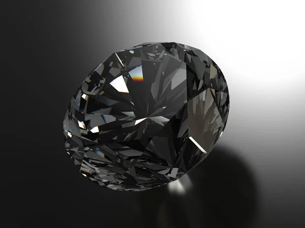 Rendu Cristal Diamant Isolé Sur Fond Noir — Photo