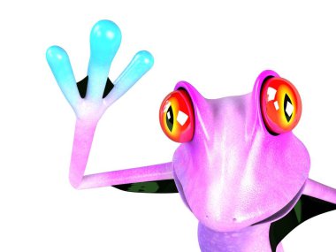 Komik kurbağanın 3 boyutlu çizimi