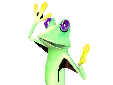 Komik kurbağanın 3 boyutlu çizimi