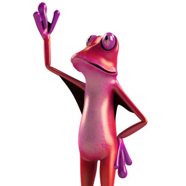 Komik kurbağanın 3 boyutlu çizimi