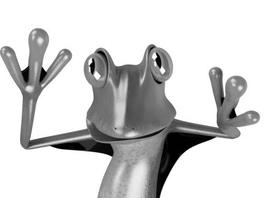 Komik kurbağanın 3 boyutlu çizimi