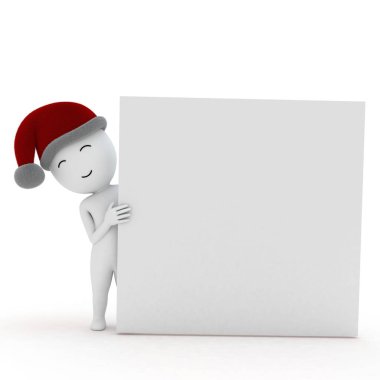 Boş tahtası olan 3D küçük kişi