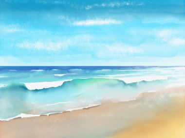 Güzel manzara manzarasının suluboya resmi