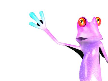 Komik kurbağanın 3 boyutlu çizimi