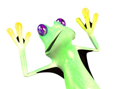 Komik kurbağanın 3 boyutlu çizimi