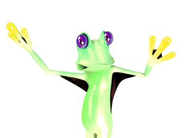 Komik kurbağanın 3 boyutlu çizimi