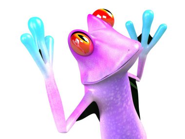 Komik kurbağanın 3 boyutlu çizimi