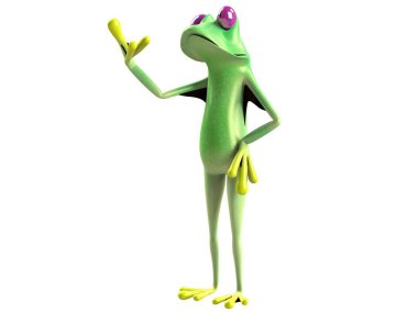 Komik kurbağanın 3 boyutlu çizimi