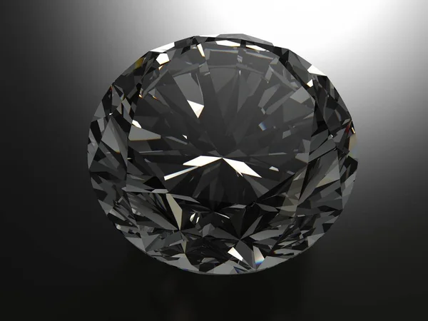 Rendu Cristal Diamant Isolé Sur Fond Noir — Photo