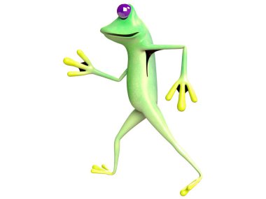 Komik kurbağanın 3 boyutlu çizimi