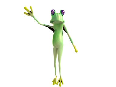 Komik kurbağanın 3 boyutlu çizimi