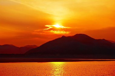 Sunset Over The Papikondalu veya Papi Hills, Andhra Pradesh, Hindistan 
