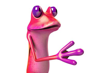 Komik kurbağanın 3 boyutlu çizimi