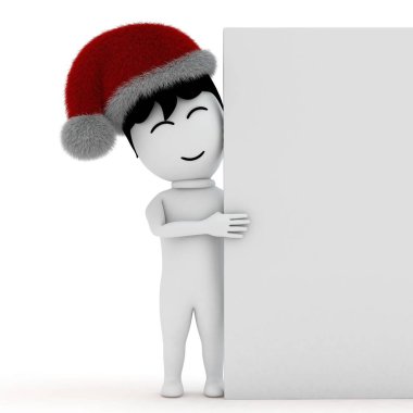 Boş tahtası olan 3D küçük kişi