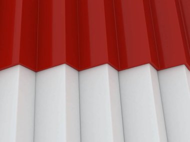 Merdiven ve kırmızı halı, 3D görüntü.