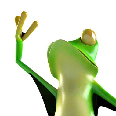 Komik kurbağanın 3 boyutlu çizimi