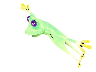 Komik kurbağanın 3 boyutlu çizimi