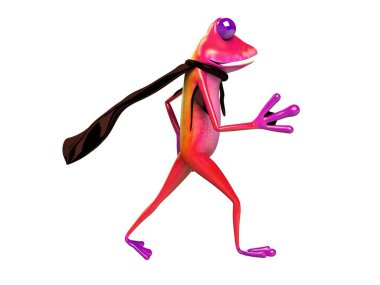 Komik kurbağanın 3 boyutlu çizimi