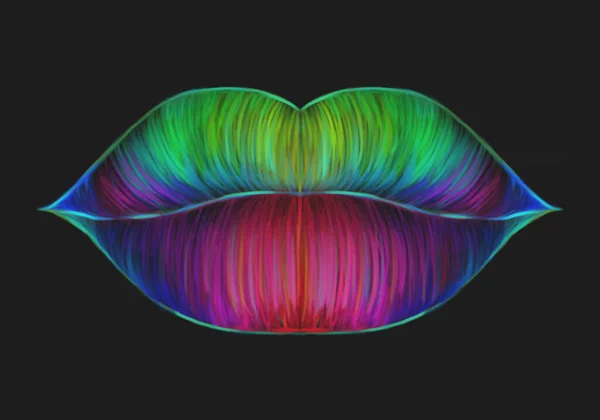 Zeichnung Von Lippen Dunkle Digitale Tapete — Stockfoto