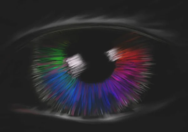 Drawing Rainbow Eye Dark Digital Wallpaper — Stock Photo, Image