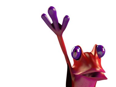 Komik kurbağanın 3 boyutlu çizimi