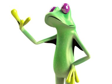 Komik kurbağanın 3 boyutlu çizimi