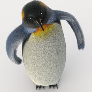Çizgi film pengueninin 3D görüntüsü