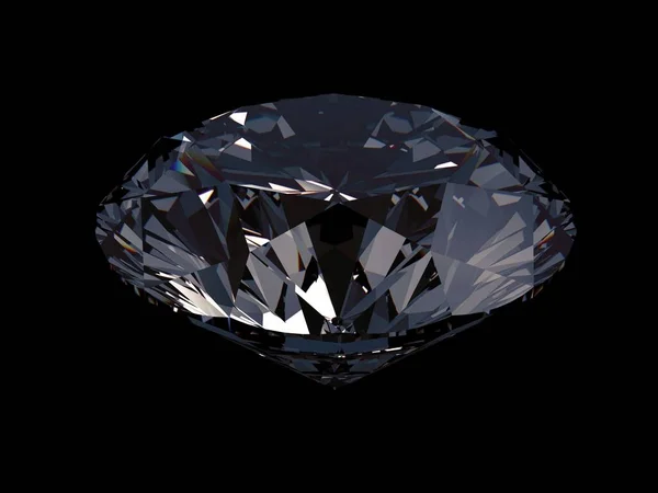 Rendu Diamant Isolé Sur Fond Noir — Photo