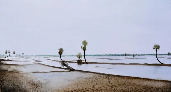 Acuarela Pintura Hermosa Vista Del Paisaje — Foto de Stock