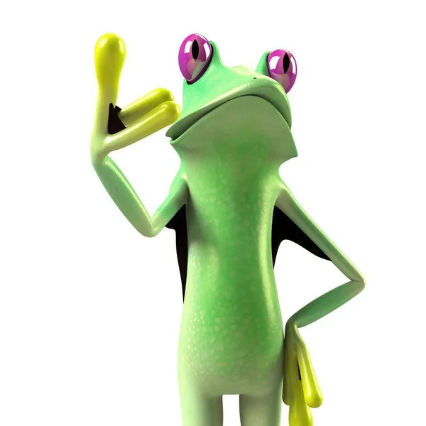 有趣青蛙的3D例证 — 图库照片
