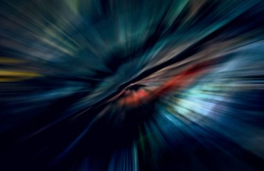 Hızlanma hareketi var. Işık ve çizgiler koyu arkaplanda hızla hareket ediyor