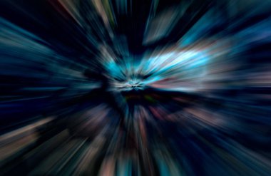 Hızlanma hareketi var. Işık ve çizgiler koyu arkaplanda hızla hareket ediyor