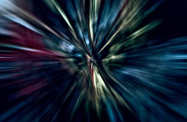 Hızlanma hareketi var. Işık ve çizgiler koyu arkaplanda hızla hareket ediyor