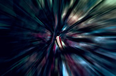 Hızlanma hareketi var. Işık ve çizgiler koyu arkaplanda hızla hareket ediyor