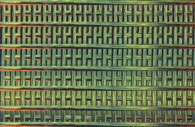 Geometrik fayanslı rengarenk deseni ve güzel renkleri olan soyut tasarım. 