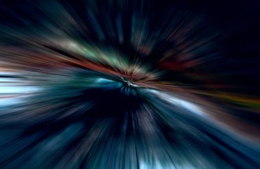 Hızlanma hareketi var. Işık ve çizgiler koyu arkaplanda hızla hareket ediyor