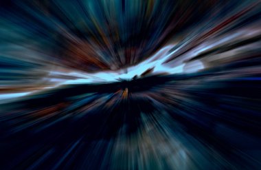 Hızlanma hareketi var. Işık ve çizgiler koyu arkaplanda hızla hareket ediyor