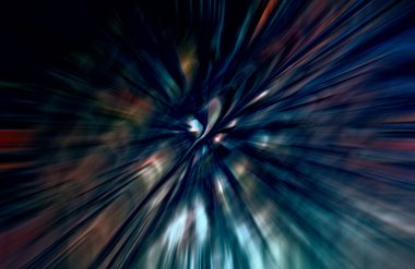 Hızlanma hareketi var. Işık ve çizgiler koyu arkaplanda hızla hareket ediyor