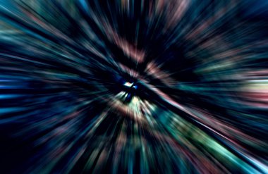 Hızlanma hareketi, ışık ve çizgiler koyu arkaplan üzerinde hızla hareket ediyor