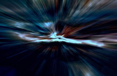 Hızlanma hareketi var. Işık ve çizgiler koyu arkaplanda hızla hareket ediyor