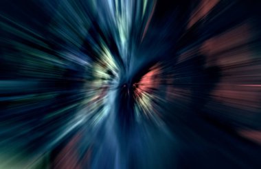 Hızlanma hareketi var. Işık ve çizgiler koyu arkaplanda hızla hareket ediyor