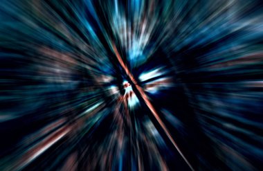 Hızlanma hareketi var. Işık ve çizgiler koyu arkaplanda hızla hareket ediyor