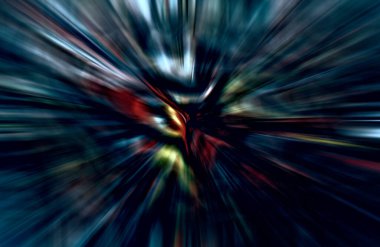 Hızlanma hareketi, ışık ve çizgiler koyu arkaplan üzerinde hızla hareket ediyor