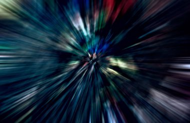 Hızlanma hareketi var. Işık ve çizgiler koyu arkaplanda hızla hareket ediyor