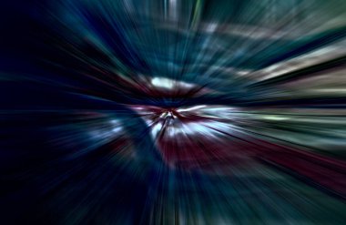 Hızlanma hareketi var. Işık ve çizgiler koyu arkaplanda hızla hareket ediyor