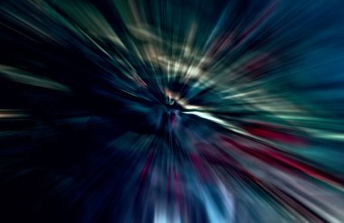 Hızlanma hareketi var. Işık ve çizgiler koyu arkaplanda hızla hareket ediyor