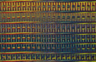 Geometrik fayanslı rengarenk deseni ve güzel renkleri olan soyut tasarım. 