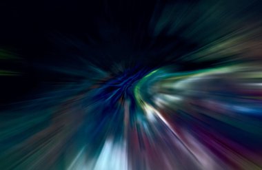 Hızlanma hareketi var. Işık ve çizgiler koyu arkaplanda hızla hareket ediyor